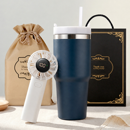 텀블러 미니선풍기 기프트세트 600ml 빨대텀블러1개 초경량 LED핸디선풍기1개 손선풍기 #2