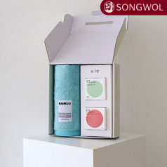 송월 뱀부화이트라벨 동구밭 샴푸바+트리트먼트바 세트