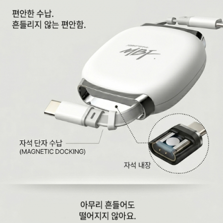 릴타입충전케이블 240W 초고속충전 C타입 자동감김 릴케이블 #5