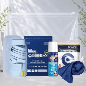 몸편한 4종 쿨세트22호(일체형 쿨파스+사각 5단암막양우산+유한양행 모기약 쿨액+쿨 아이스타올 수건)