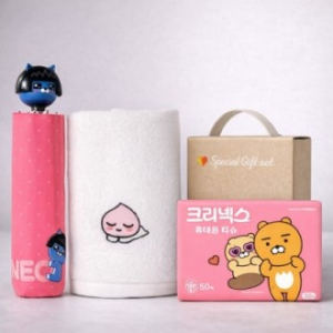 카카오생활건강세트 19호 (카카오5단입체핸들우산+카카오세면수건+크리넥스여행용티슈)