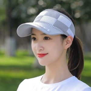 체크 스판 스포츠 썬캡 챙모자 썬바이저 워터파크 햇빛가리개