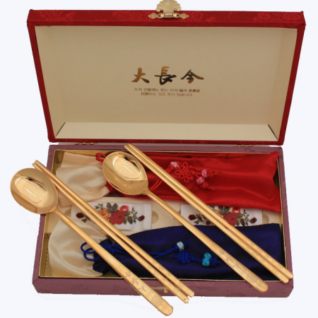 대장금 올금 수저세트 S-1 (수저2벌+받침2+비단주머니2+비단케이스) #2