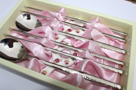 JJ022.퀸센스 연봉 수저세트 2벌+도자기 받침2 #2