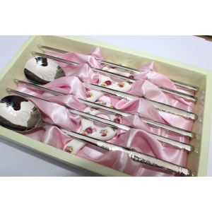 JJ022.퀸센스 연봉 수저세트 2벌+도자기 받침2