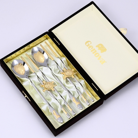 제노바 순금 장수 학 수저세트 2벌 #2