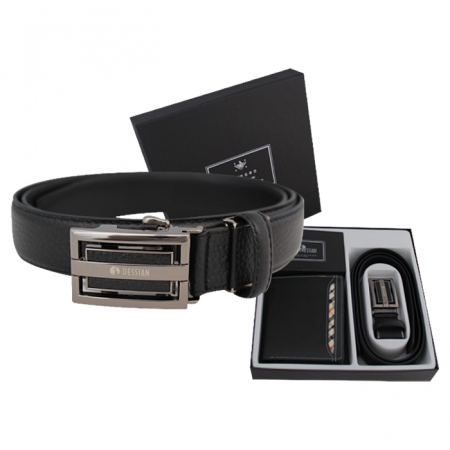 천연 소가죽 중지갑 & 자동 벨트 세트 (21401) #2