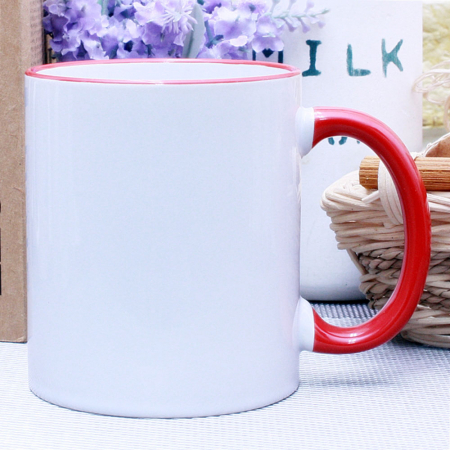 리빙 화이트- 레드 직선 핸드라인 매직 머그컵 #2