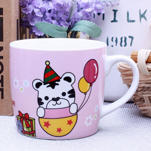 리빙 화이트 동물 스마일 핑크