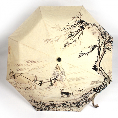 명화 우산 3단 완전자동 김홍도 경작도 [국내 제작] #2