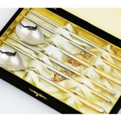 JJ038 제노바 황금 진공 매화 수저세트