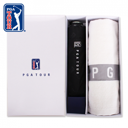 PGA 3단 엠보 선염 우산 + 130g 면사 타올 우산 선물세트 #2