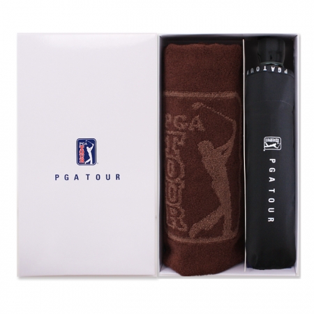 PGA 3단 로고 바이어스 완전 자동우산 + 170g 죽사타올세트 #2
