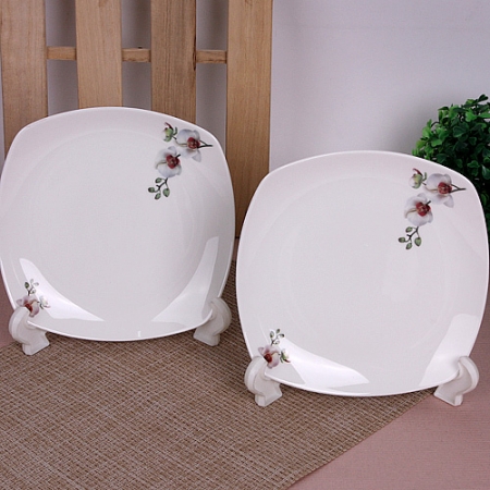 [접시세트] 호접란 사각 접시 2P - 대 (8인치) #3