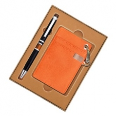 젠틀 오렌지 볼펜+목걸이 카드지갑 세트