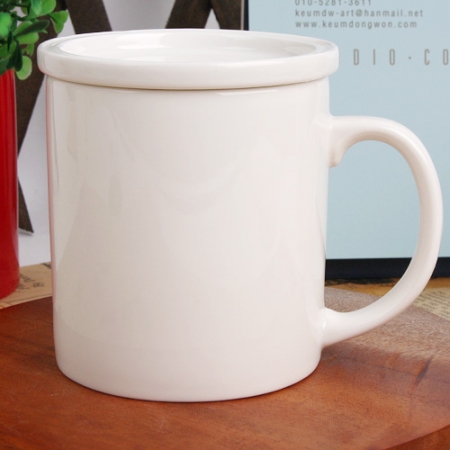 일자백자 베이직 뚜껑 머그 // 국산 #3