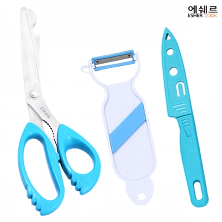 에쉐르 안전가위 + 미용 야채칼 + 과도 3종세트 #2