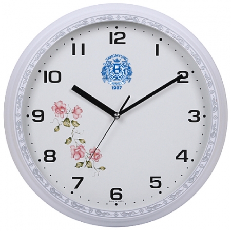 단면 화이트 꽃 벽시계 #2