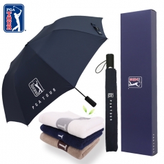 PGA 2단 자동 무지 우산 + 130g 세면타올 세트