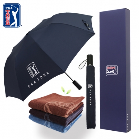 PGA 2단 자동 무지 우산 + 170g 죽사 타올 세트 #2