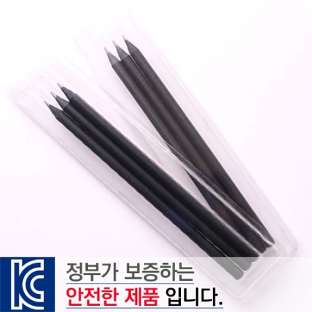 흑목 원형 미두 연필 투명 사각 케이스 3P세트 #2