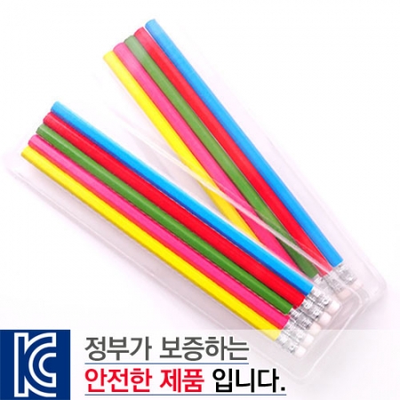 육각 지우개 연필 투명 사각 케이스 5P세트 #2