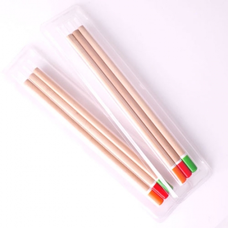 원목 컬러 원형 미두 연필 투명 사각 케이스 3P세트 #3