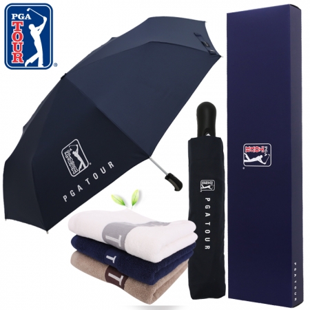 PGA 3단 70 무지 완전 자동우산 + 130g 면사 타올세트 #2