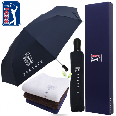 PGA 3단 70 무지 완전 자동우산 + 150g 면사 타올세트 #2