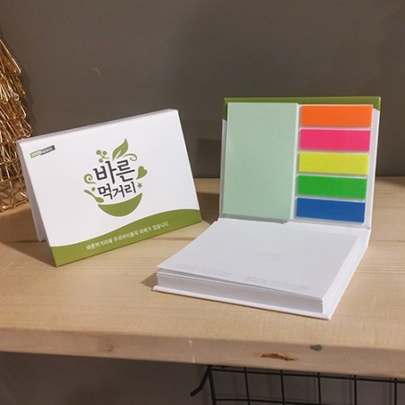 하드 커버 종합형 위아래부착 형광 필름형 점착메모지 #2