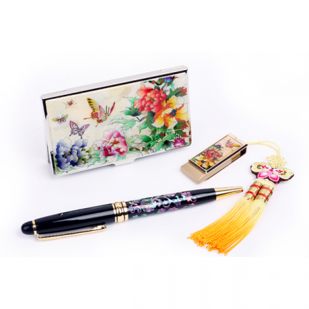 USB고급 자개 볼펜 3종 세트 나비목단백 8G #2