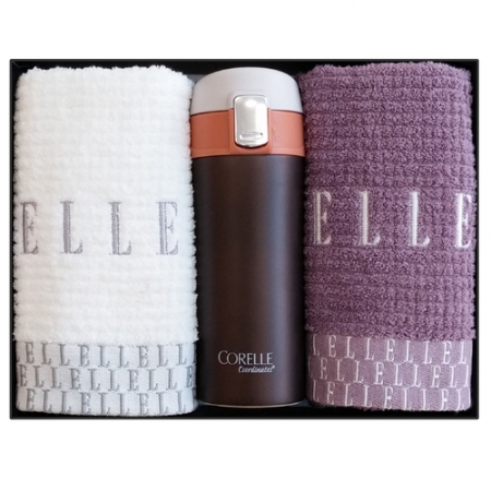 엘르 라벤더 세면타올 2매 + 코렐 텀블러 세트 #2