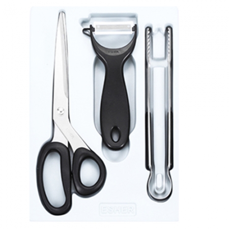 에쉐르 고급주방가위 + 프레쉬 야채칼 + 집게 3종세트 #2