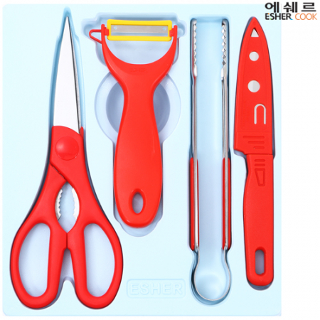 에쉐르 편한 주방가위+프레쉬 야채칼+집게+과도 4종세트 #3