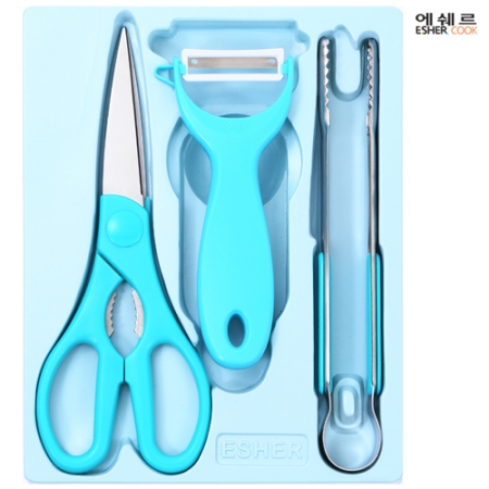 에쉐르 편한 가위+프레쉬 야채칼+집게 3종세트 #3