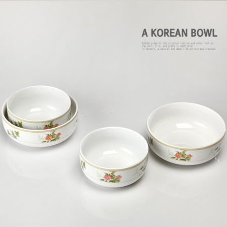 화목 공기+대접 4p 세트 // 국산 #2