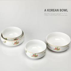 화목 공기+대접 4p 세트 // 국산