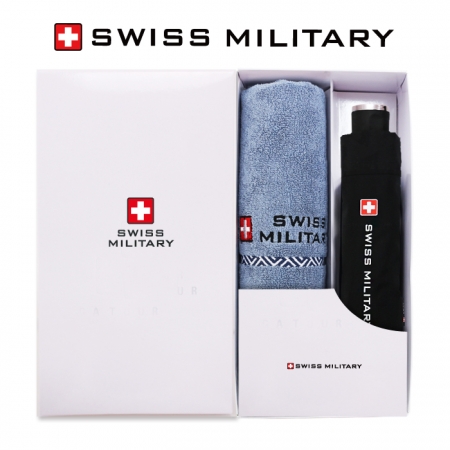 스위스밀리터리 3단 수동 무지 우산 + 160g 노블레스 면사 타올세트 #2