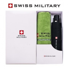 스위스밀리터리 3단 완전자동 무지 우산 + 160g 노블레스 면사 타올세트