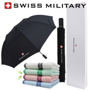 스위스밀리터리 2단 자동 무지 우산 + 120g 베이직 면사 타올세트