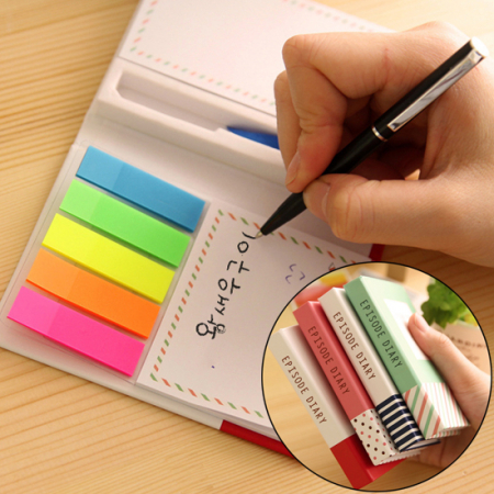 칼라점착메모지+볼펜 메모함 수첩 #2