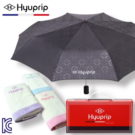 협립 3단 엠보 바이어스 완전 자동우산 + 눈꽃 타올세트 #2