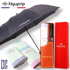 협립 2단 엠보 바이어스 자동 우산+눈꽃 타올세트