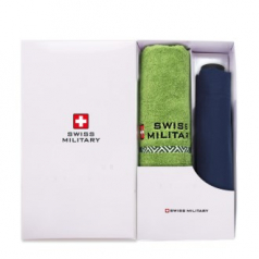 스위스밀리터리 3단 수동 솔리드 우산 + 160g 노블레스 면사타올 세트