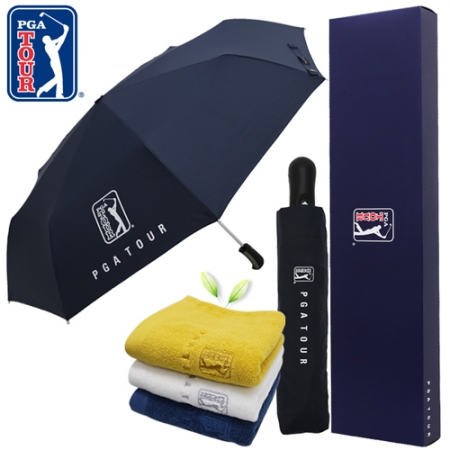 PGA 3단 70 무지 완전 자동우산 + 170g 면사 타올세트 #2