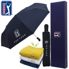 PGA 3단 70 무지 완전 자동우산 + 170g 면사 타올세트