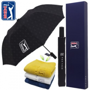 PGA 2단 자동 엠보 선염 바이어스 우산 + 170g 면사 타올세트