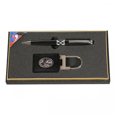 자개 프리미엄 볼펜+보상화 타원 자개 가죽 열쇠고리 #2