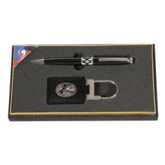 자개 프리미엄 볼펜+보상화 타원 자개 가죽 열쇠고리