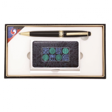 고급 금장 볼펜 수복 완자문 자개 명함케이스 #2